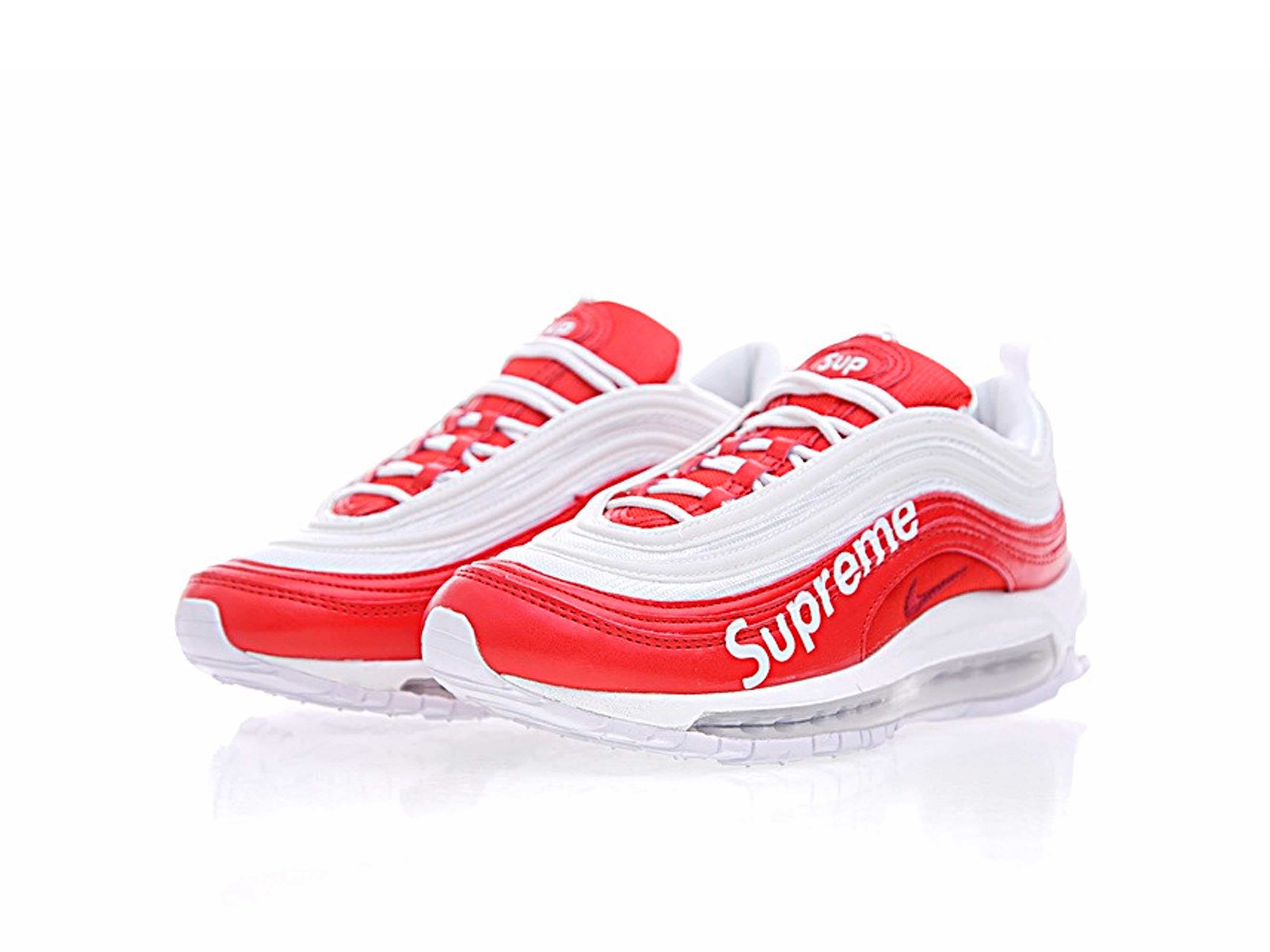 Nike Air Max 97 Supreme White/Red, белый, красный, текстиль, кожа, мужские