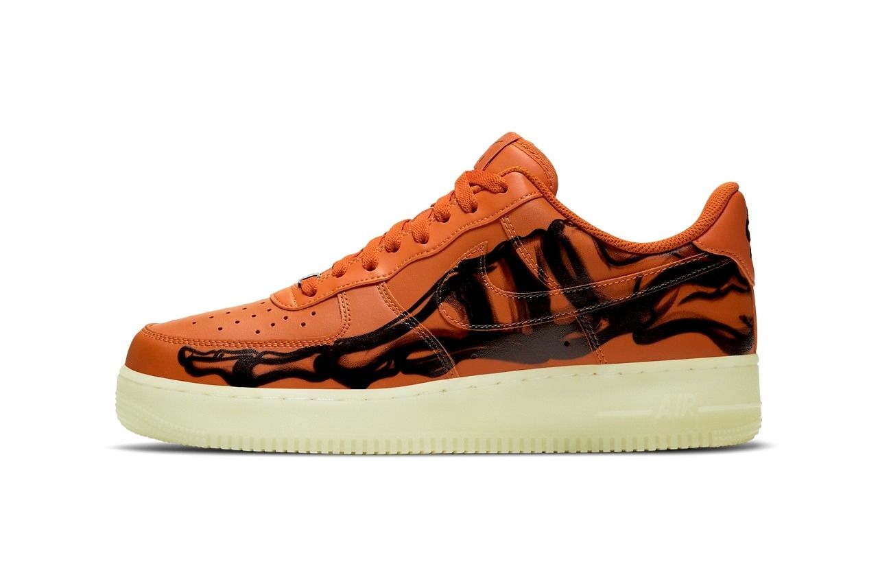 Nike Air Force 1 Skeleton-скелет оранжевые кожаные мужские