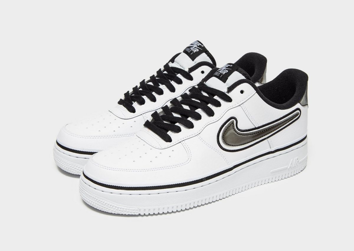 Nike Air Force 1 '07 LV8 Sport NBA White/Black, белые с черным, кожа, мужские