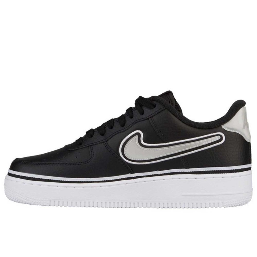 Nike Air Force 1 '07 LV8 Sport NBA Black/White, черный, белый, кожа, мужские
