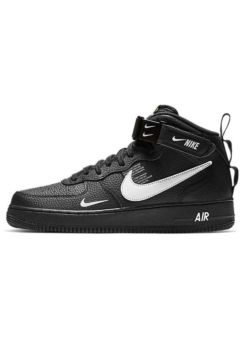 Nike Air Force 1 Mid 07 LV8 Utility с мехом, черные с белым, кожа, мужские, женские, зимние