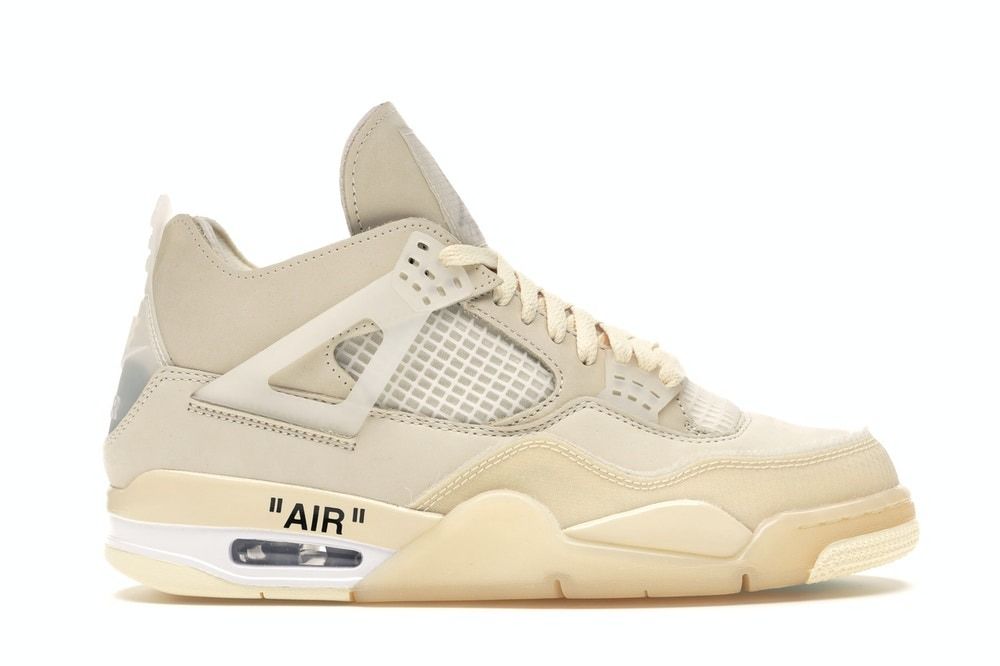 Nike Air Jordan 4 off White Sail, бежевый, нубук, текстиль, мужские, женские
