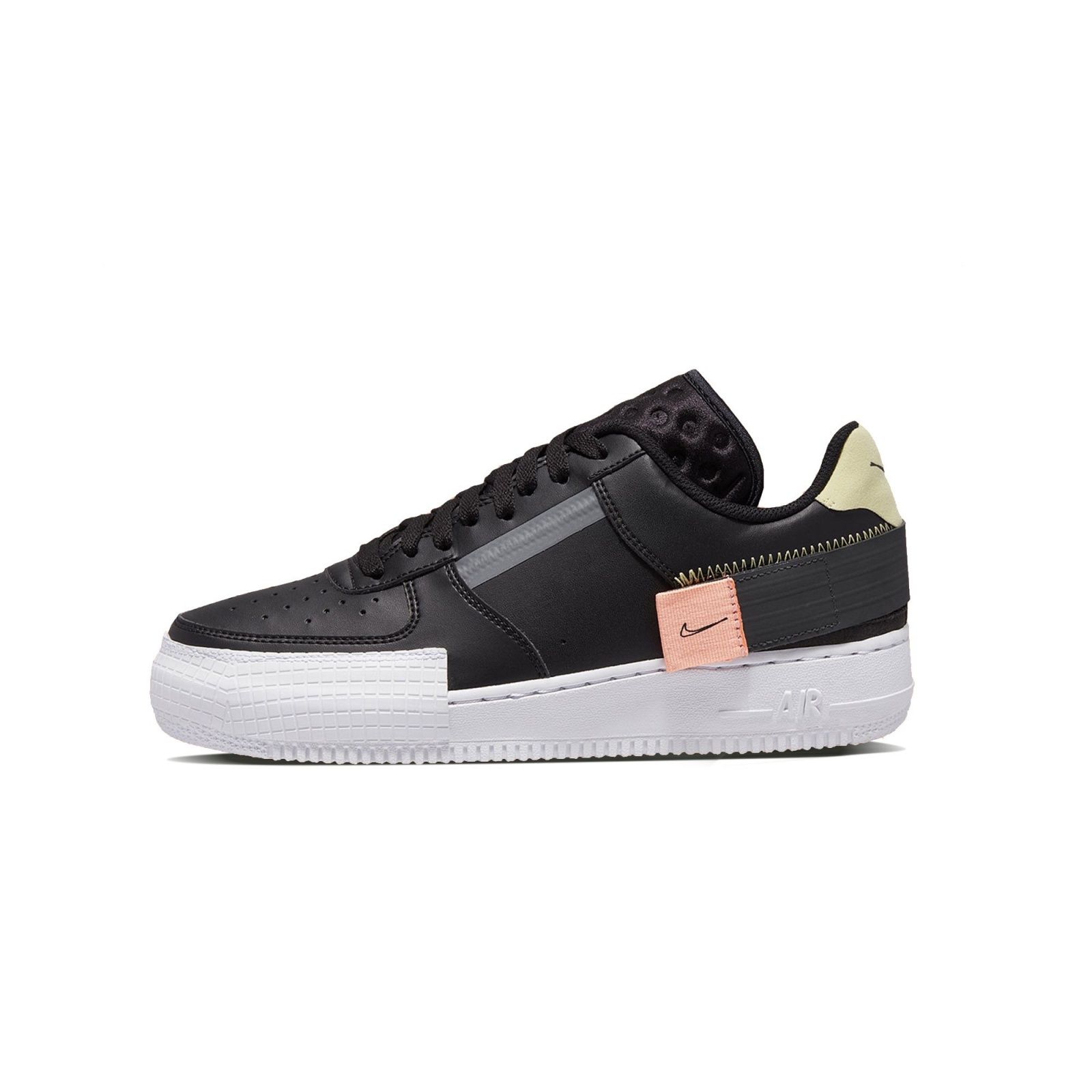 Nike Air Force 1 Type Low N. 354, черный, кожа, женские