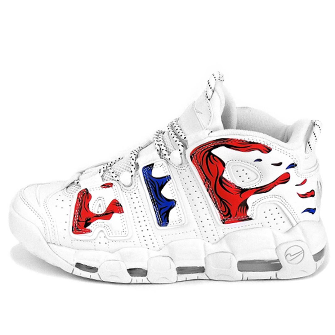 Nike Air More Uptempo, белый с красным и синим, кожа, мужские